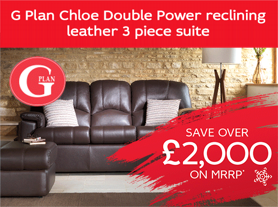 G Plan Chloe Double Power reclining leather 3 piece suite